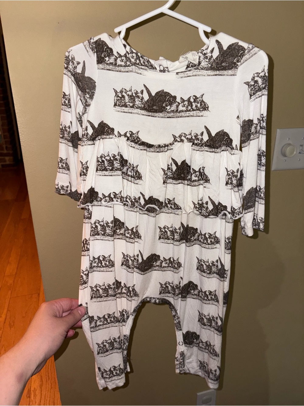 Kate Quinn Vintage Bunny Bamboo One Piece with Ruffle Waist 12-18 mo